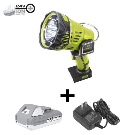 Sun Joe 24V iON+ Cordless 1500-Max LED Flashlight/Spotlight/Flood w/Battery/Charger 24V-1500FL-LTE